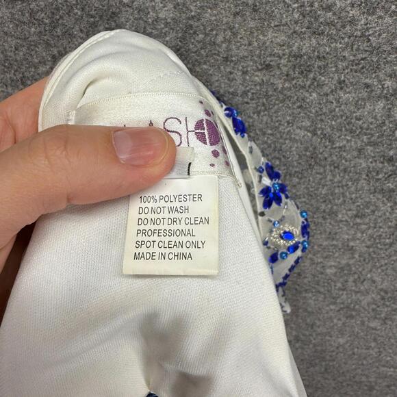 Splash Cropped Top Women 10 White Floral Rhinestone Sleeveless Wide Strap Casual - Picture 5 of 6